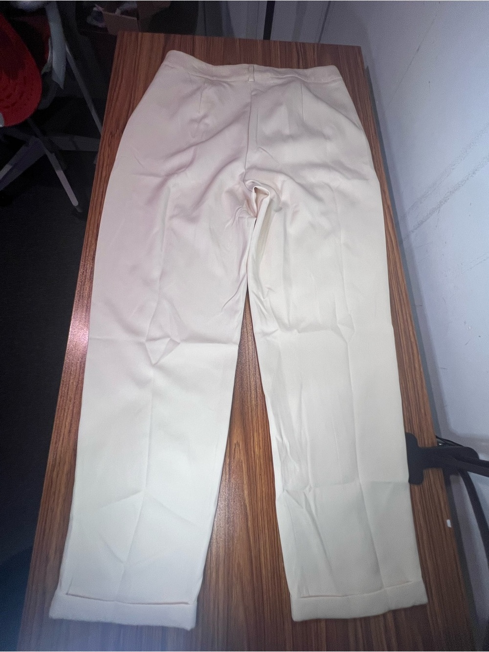 SHEIN Cream Straight-Leg High-Waist Pants